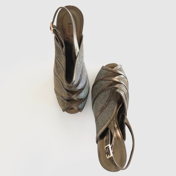 kate spade Shoes - kate spade Bronze Slingback Platform Heels 5.5
